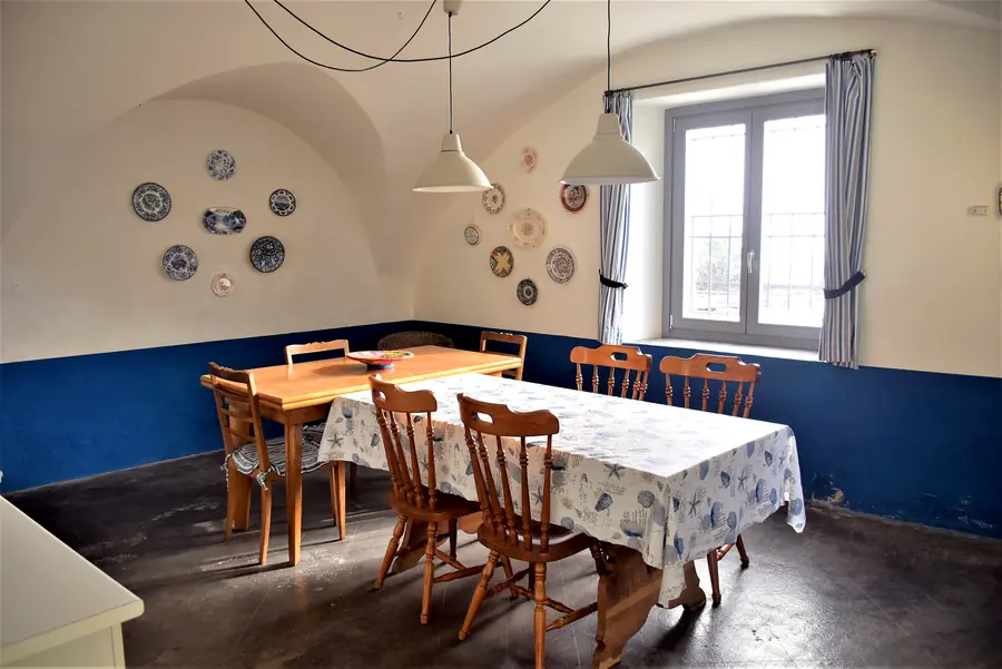 La sala da pranzo sotto volta della Casa Terrazza