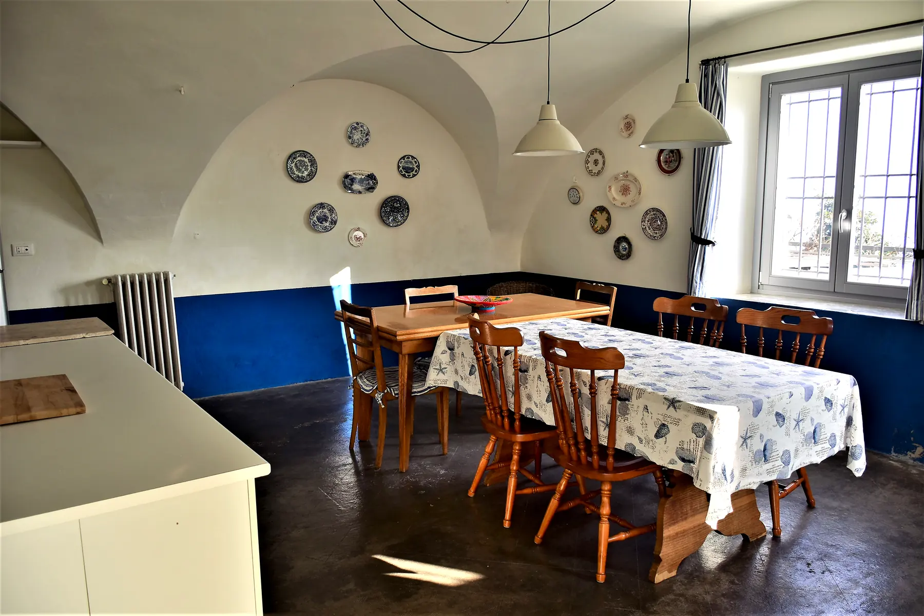 La sala da pranzo sotto volta